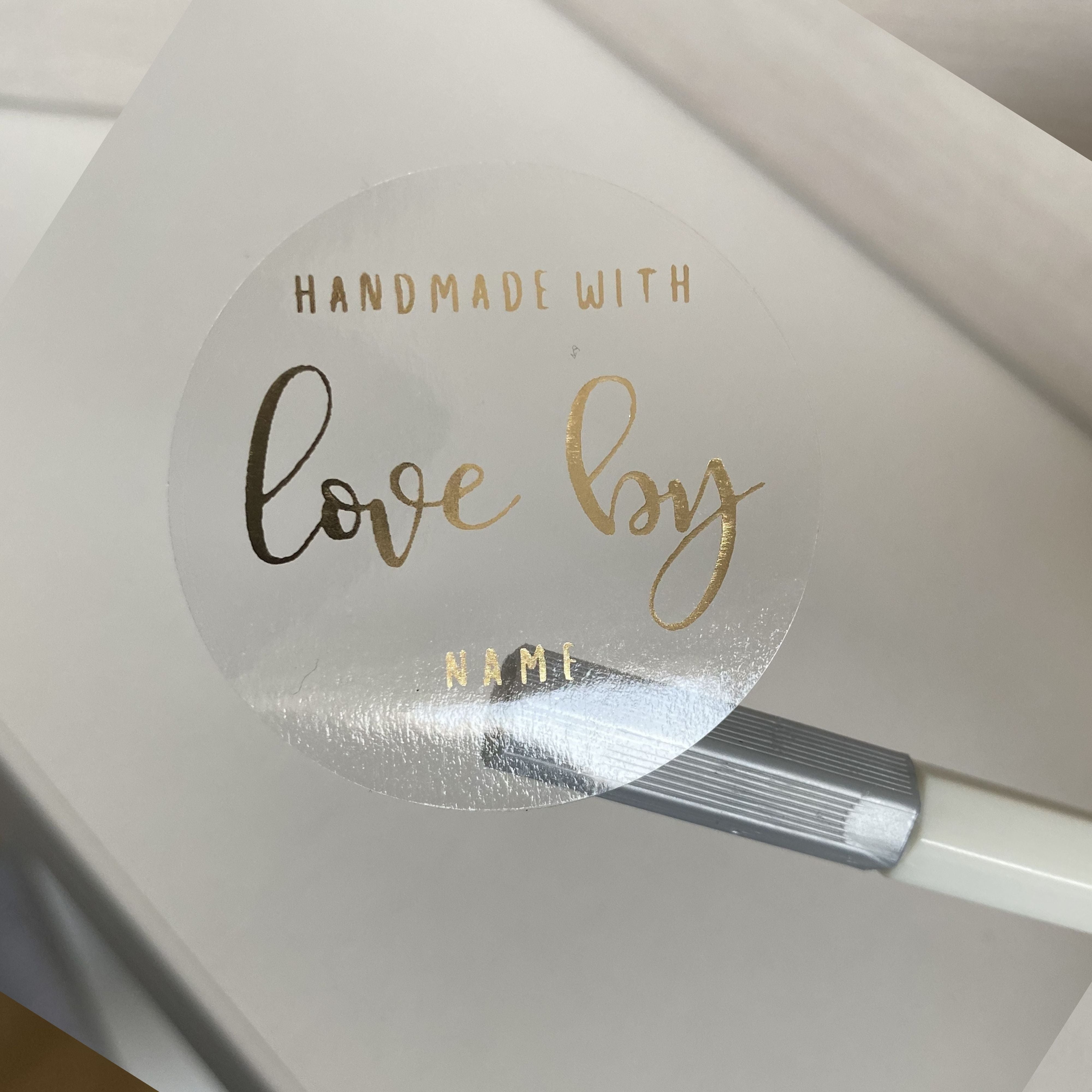 Personalised 'Handmade With Love' - Gold Foil | Clear